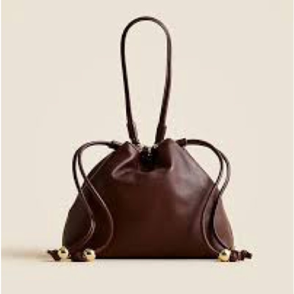 Jcrew Brown Leather Drawstring Bag - image 2